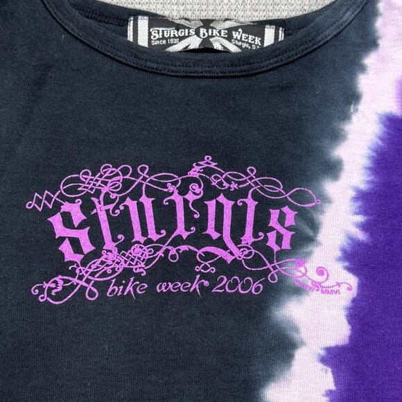 Sturgis Bike Week 2006 Tie-Dye T-Shirt Womens Sz Small Purple Black Short Sleeve - Picture 2 of 14